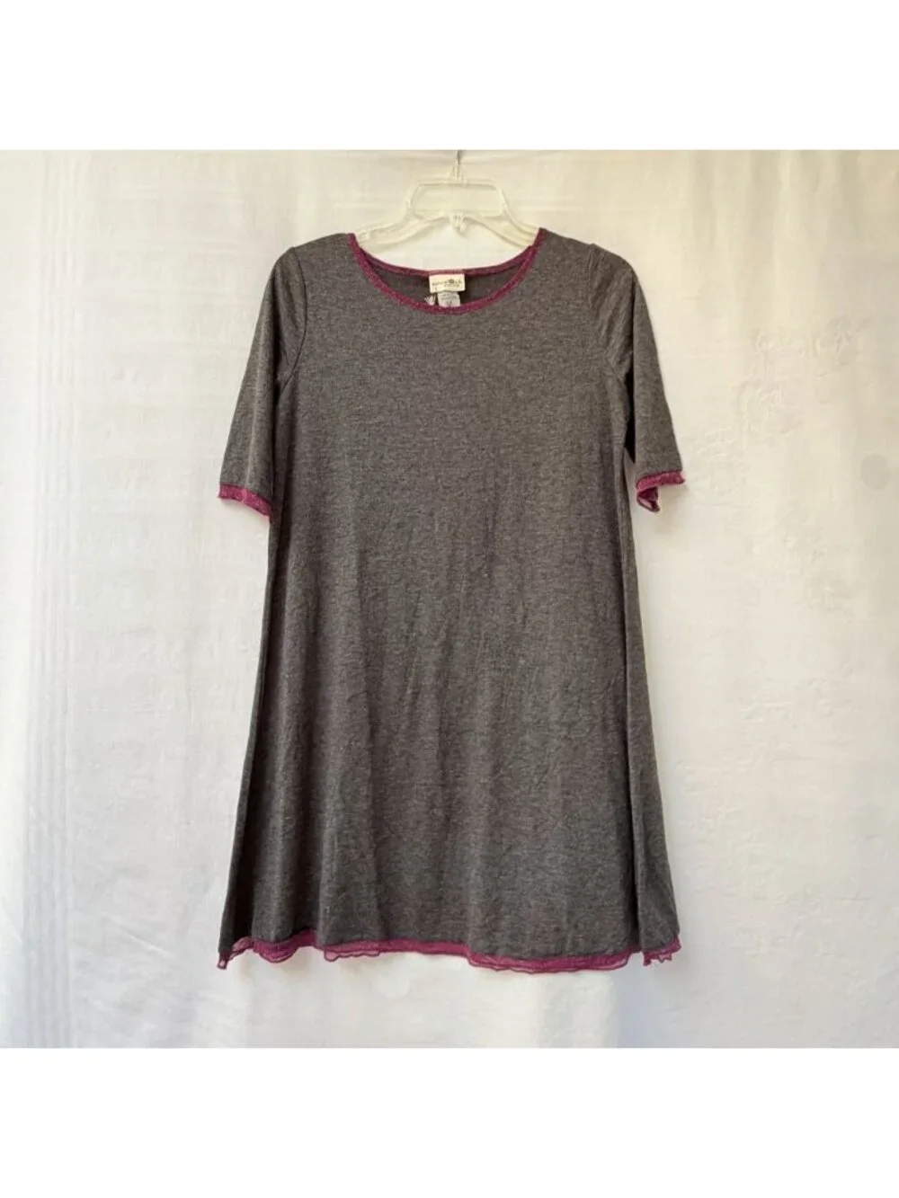 Natural Life Knit Dress Womens Medium Grey Purple Metallic Trim NEW Slip Y2K